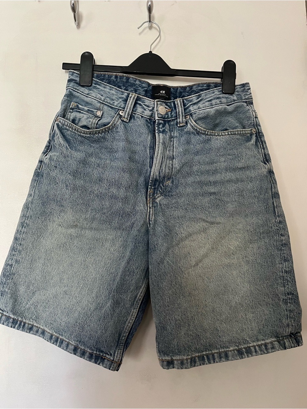 H&M Men's Washed Blue Denim Jean Shorts
